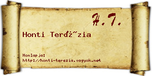 Honti Terézia névjegykártya
